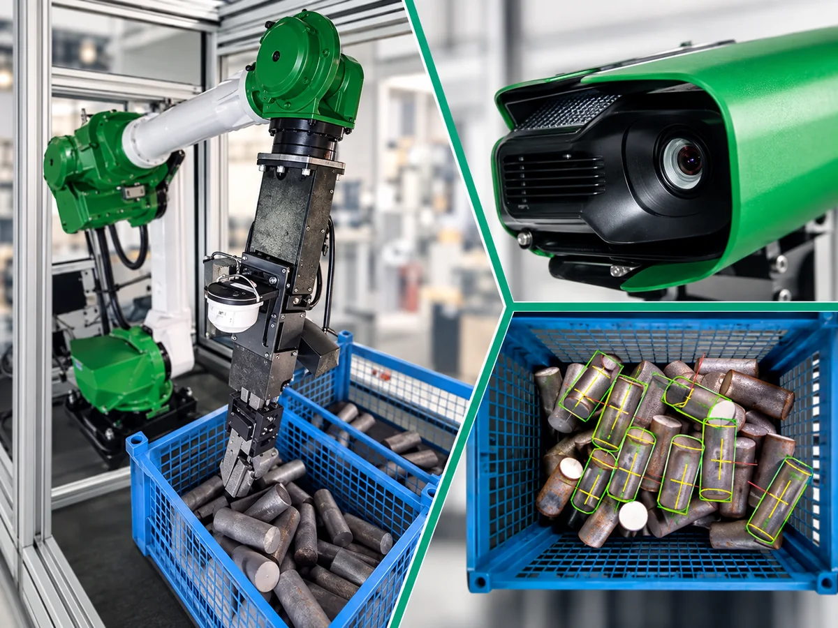3D látásvezérelt robot, Pickit kamera és alkatrészfelismerés montázsa