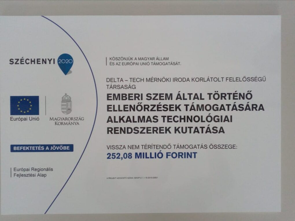 Official funding information board for the GINOP-2.1.1-15-2015-00501 research and development project